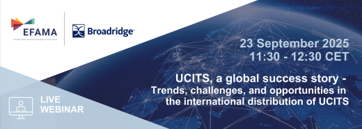 EFAMA запрошує на відкритий вебінар «UCITS, a global success story» про тренди, виклики та можливості у міжнародних продажах фондів типу UCITS, який відбудеться 23 вересня 2025 року